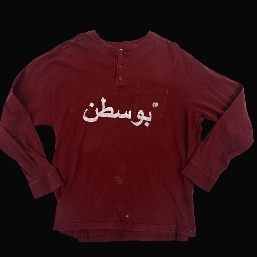 Red "بوسطن" Long sleeve Henley